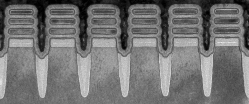 SEM of individual transistor on IBM's chip